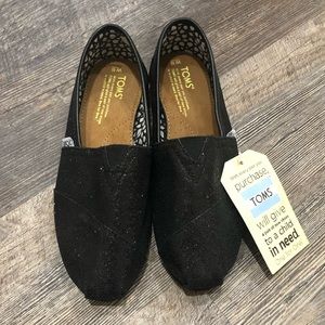 Black Sparkly Toms 8.5